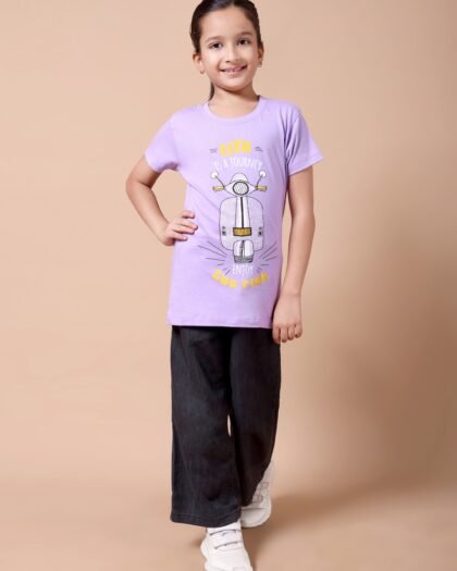 Lilac Scooter Girls’ Printed T-Shirt