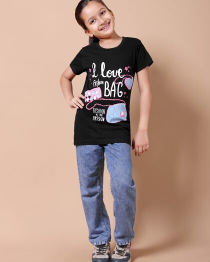 Black Fashion Girls’ Printed T-Shirt