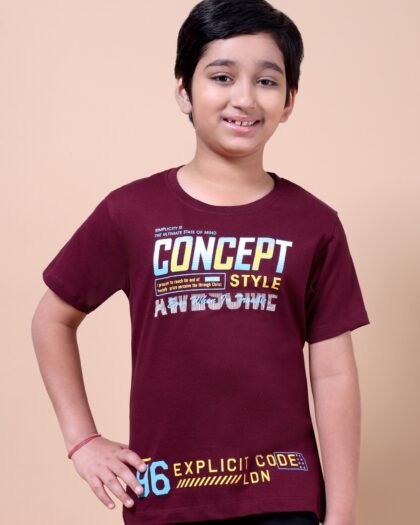 Maroon Concept Boys’ Printed T-Shirt