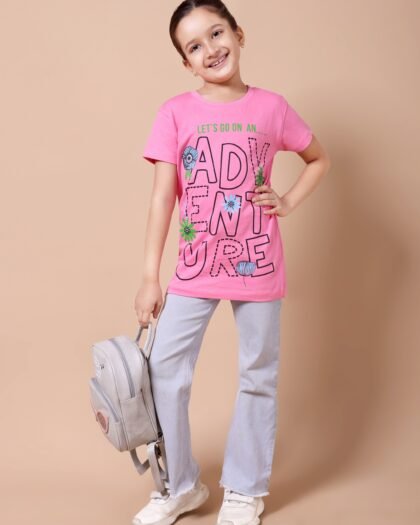 Pink Adventure Girls’ Printed T-Shirt