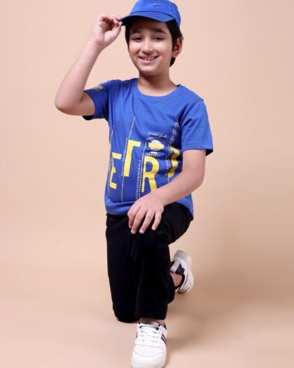 Royal Blue Retro Boys’ Printed T-Shirt